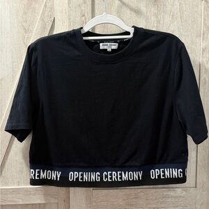 Opening Ceremony Black Short Sleeve Crop Top Tee